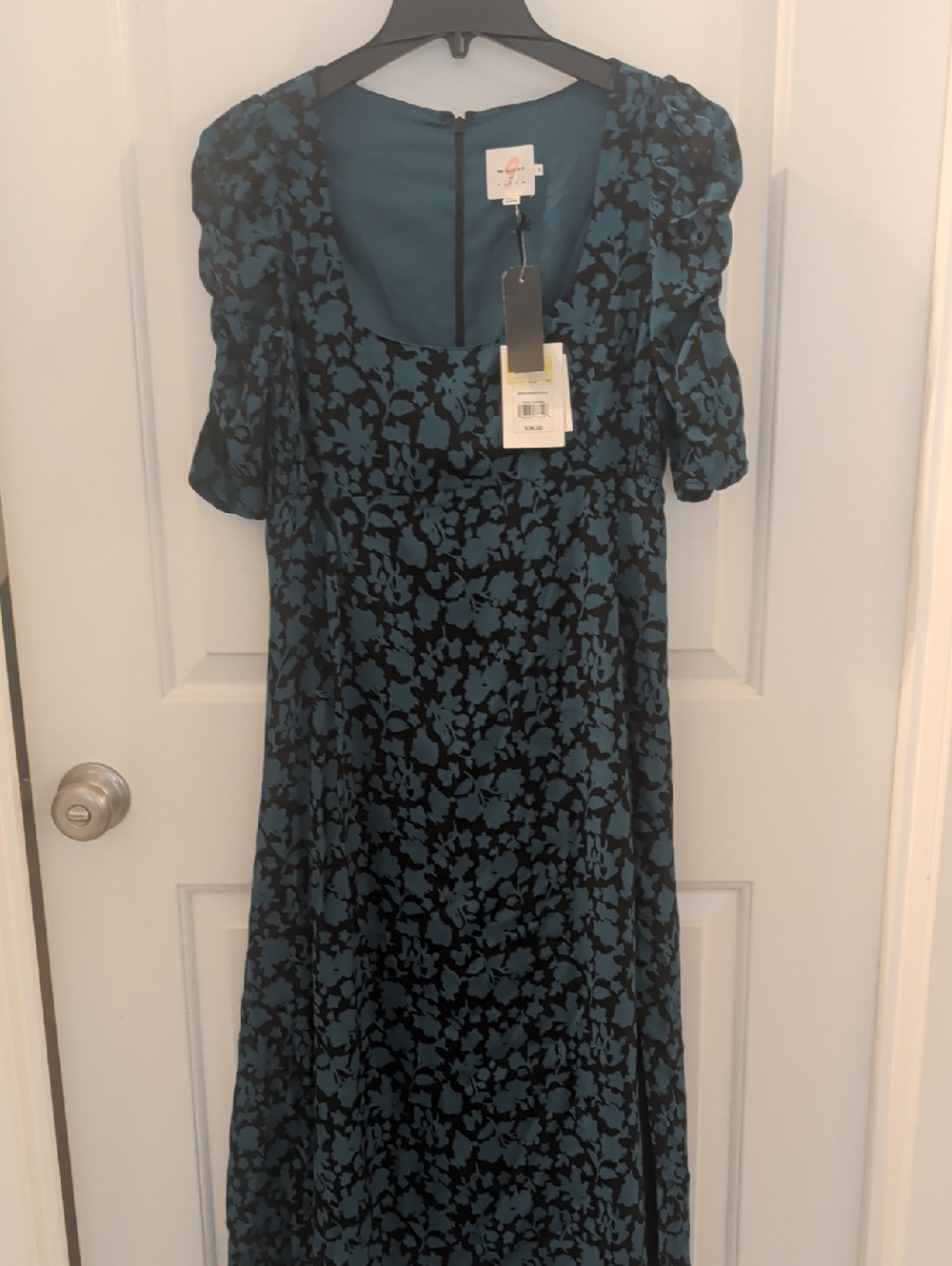 The Nines by HATCH Teal and Black Floral Midi - Maxi Dress Maternity